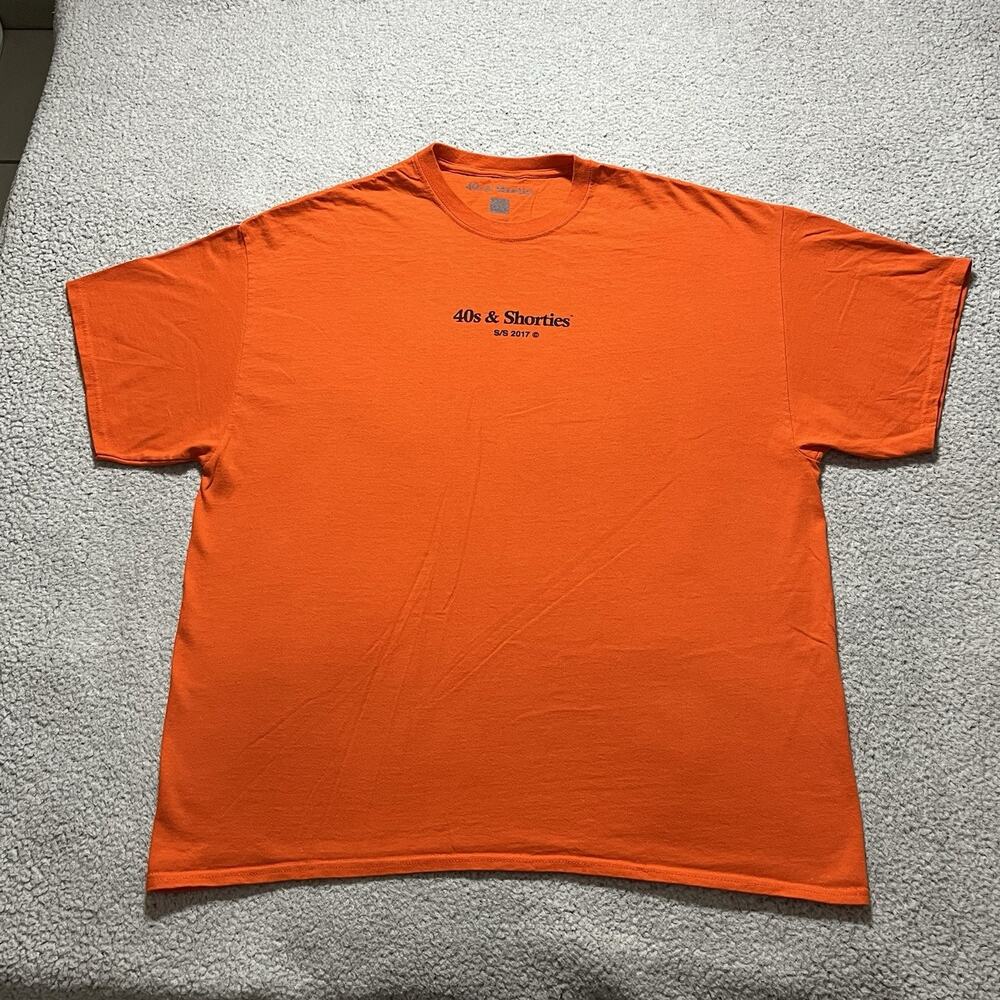 40s & Shorties Shirt Mens 2XL Orange Graphic Skate Hip Hop Short Sleeve 2017